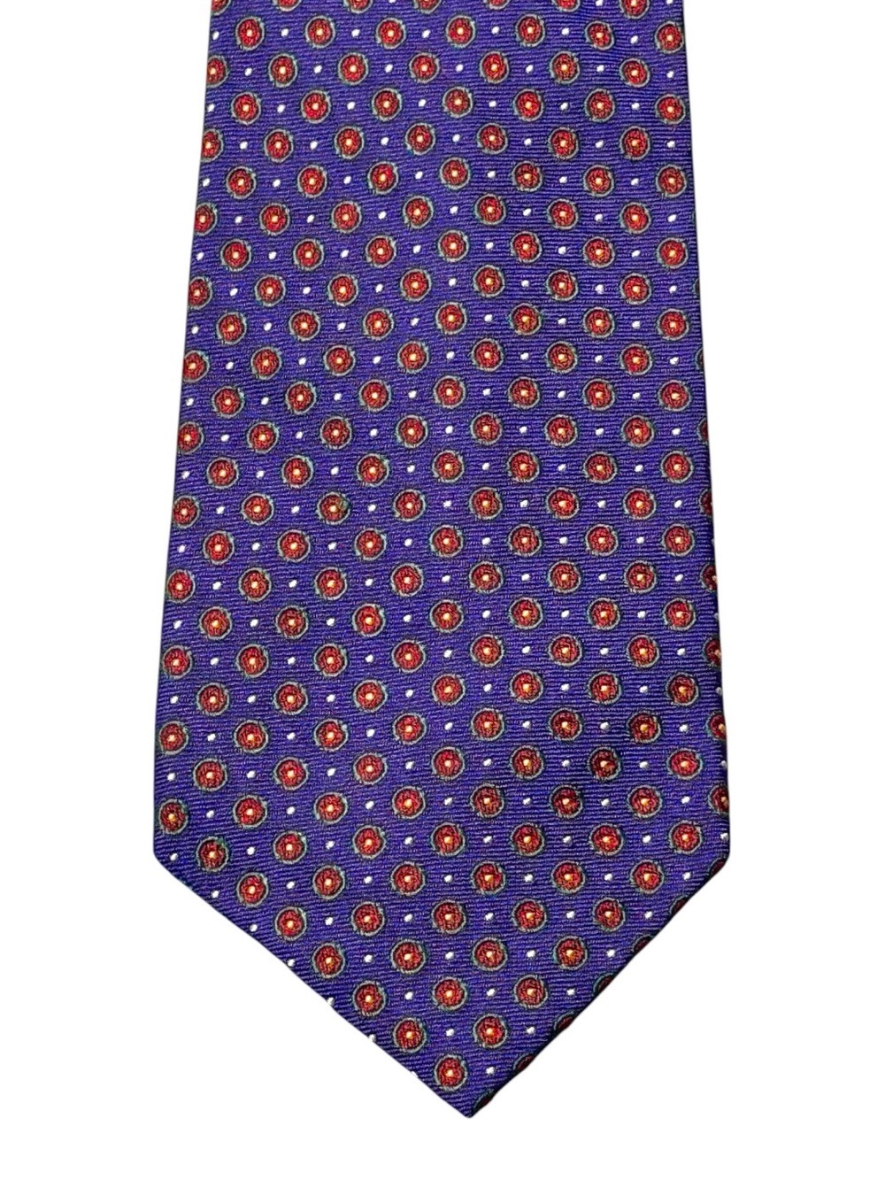 LAUREN RALPH LAUREN Men's Purple Patterned Silk Tie with Red Medallions Designer